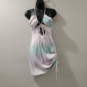 ZARA-M- PRINTED LINEN BLEND COLORS- DRESS TRIMS ADJUSTABLE